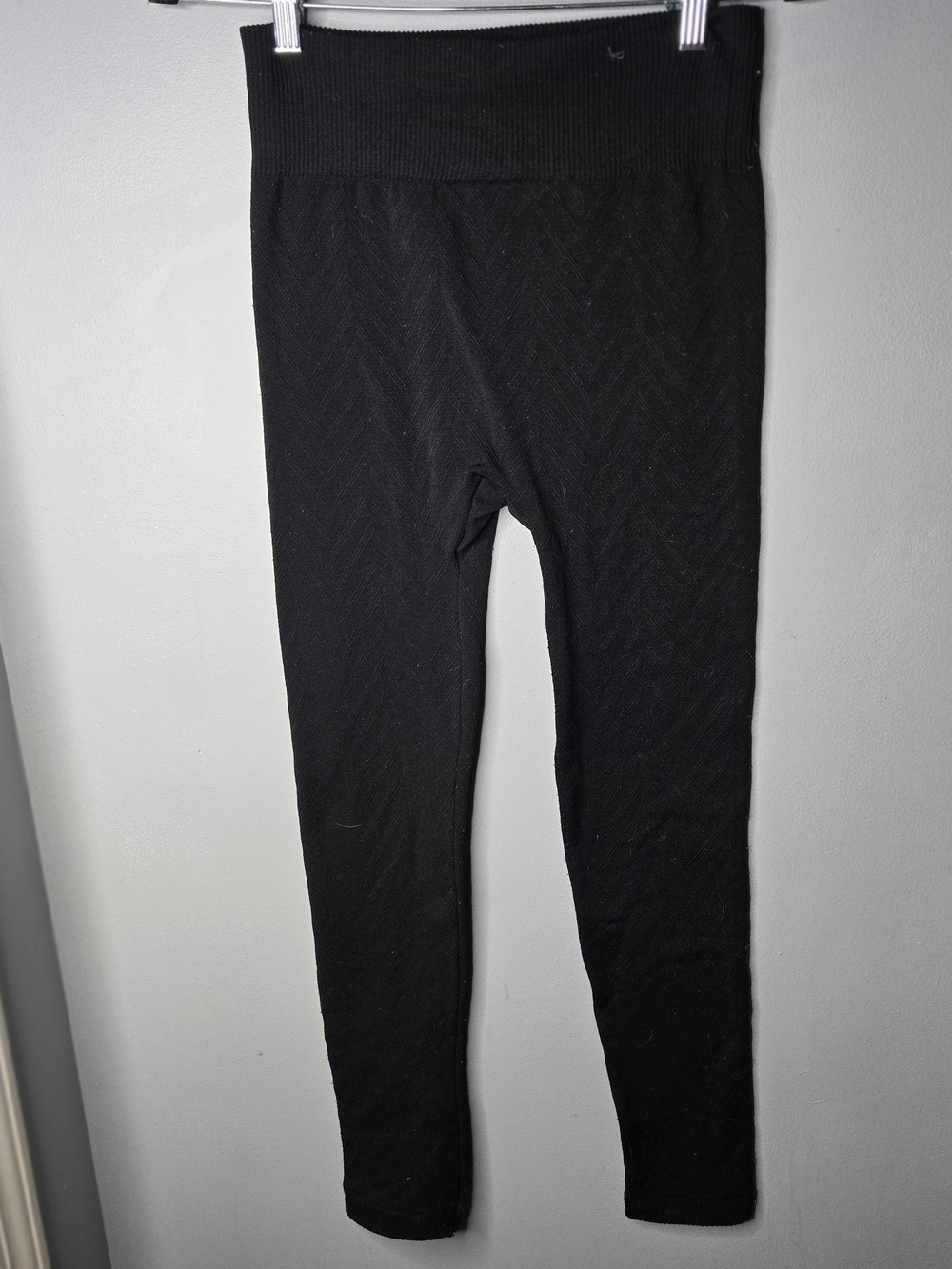 High-Rise Black Ribbed Leggings for Women